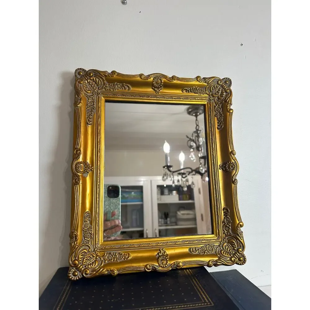 Vintage Melannco Ornate Gold Baroque Elegant Resin Mirror Victorian